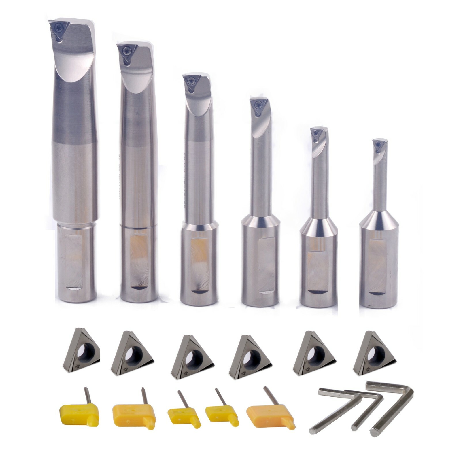 NEW 6PCS 1/2 SHANK INDEXABLE BORING BAR AND 6 TBGT06/09/11 CARBIDE INSERTS