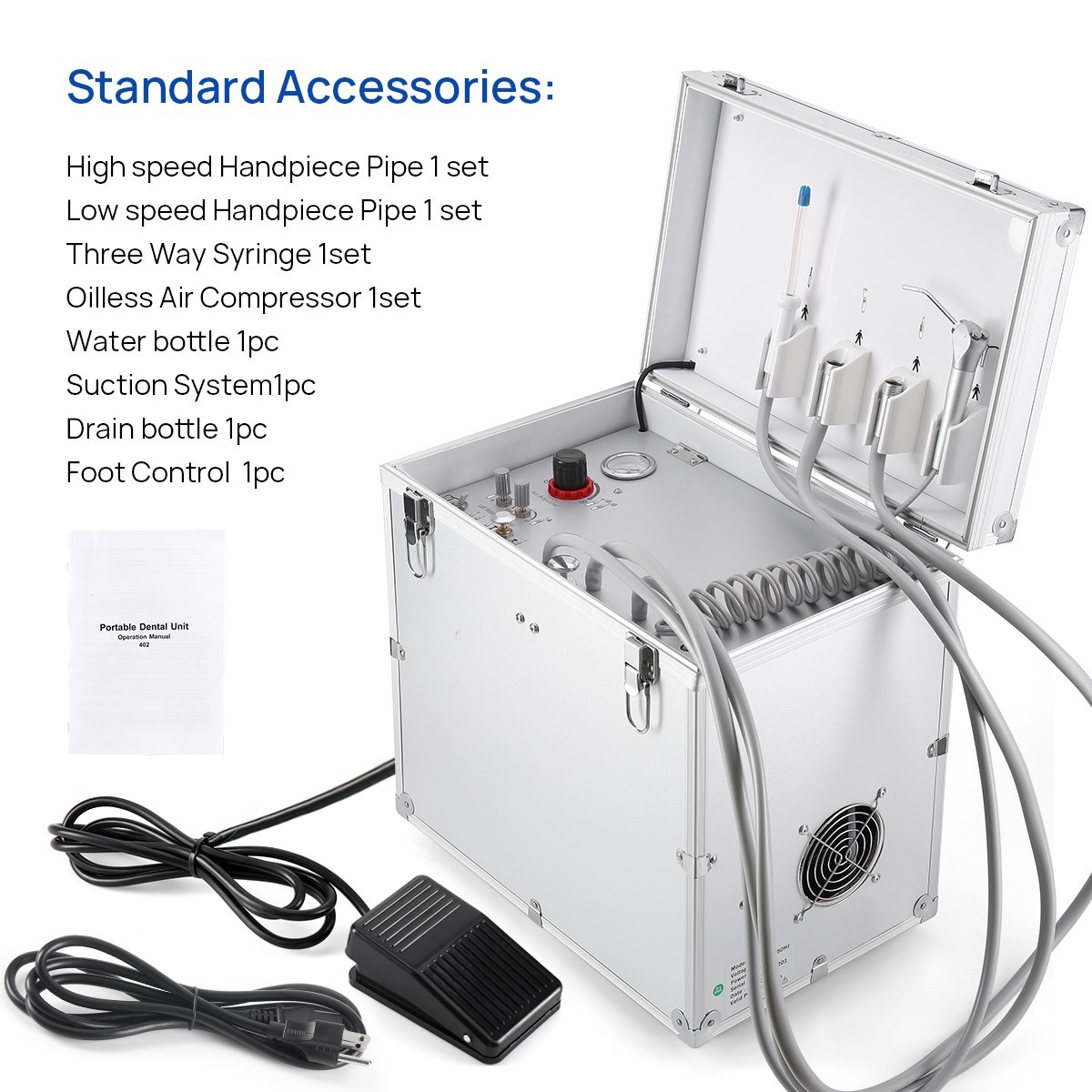 Portable Dental Delivery Unit 4 HSyringe Suction Turbine Air Compressor/ Chair