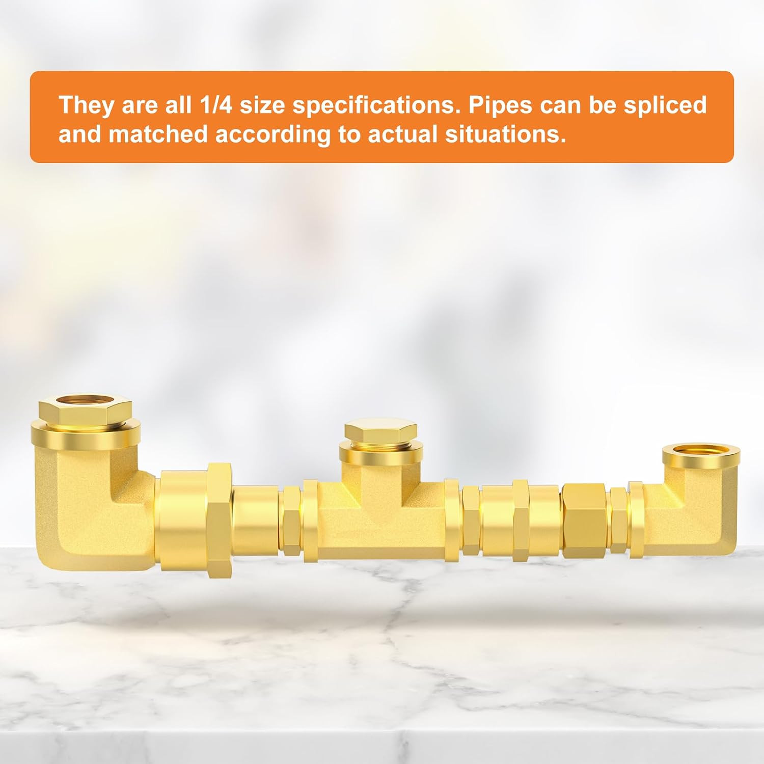 104Pcs Brass Pipe Fittings Assortment Kit, Reducing Adapter, Hex Nipple, Female