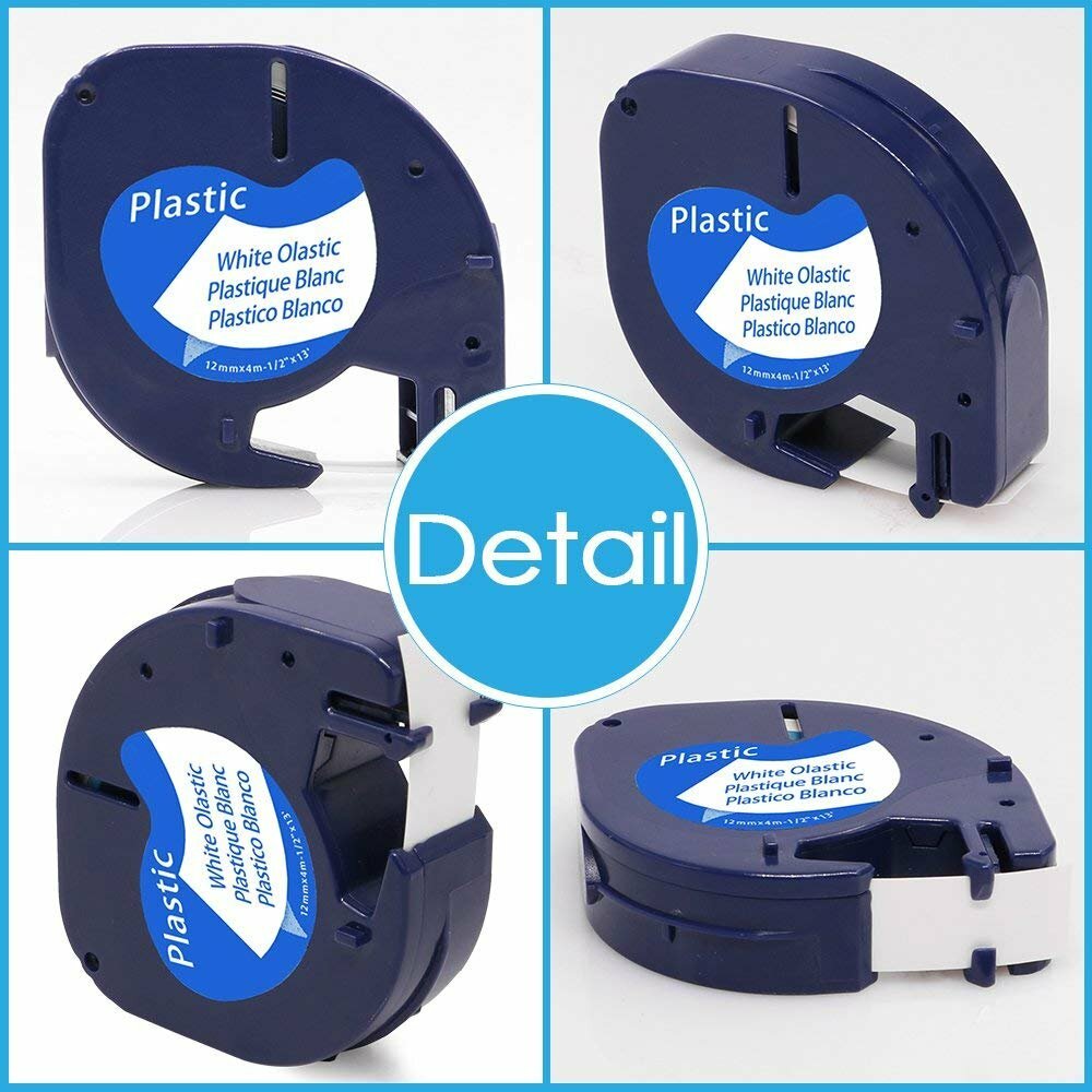 Compatible Dymo LetraTag Refill 91331 12mm White Plastic Label Tape LT-100H 1/2″