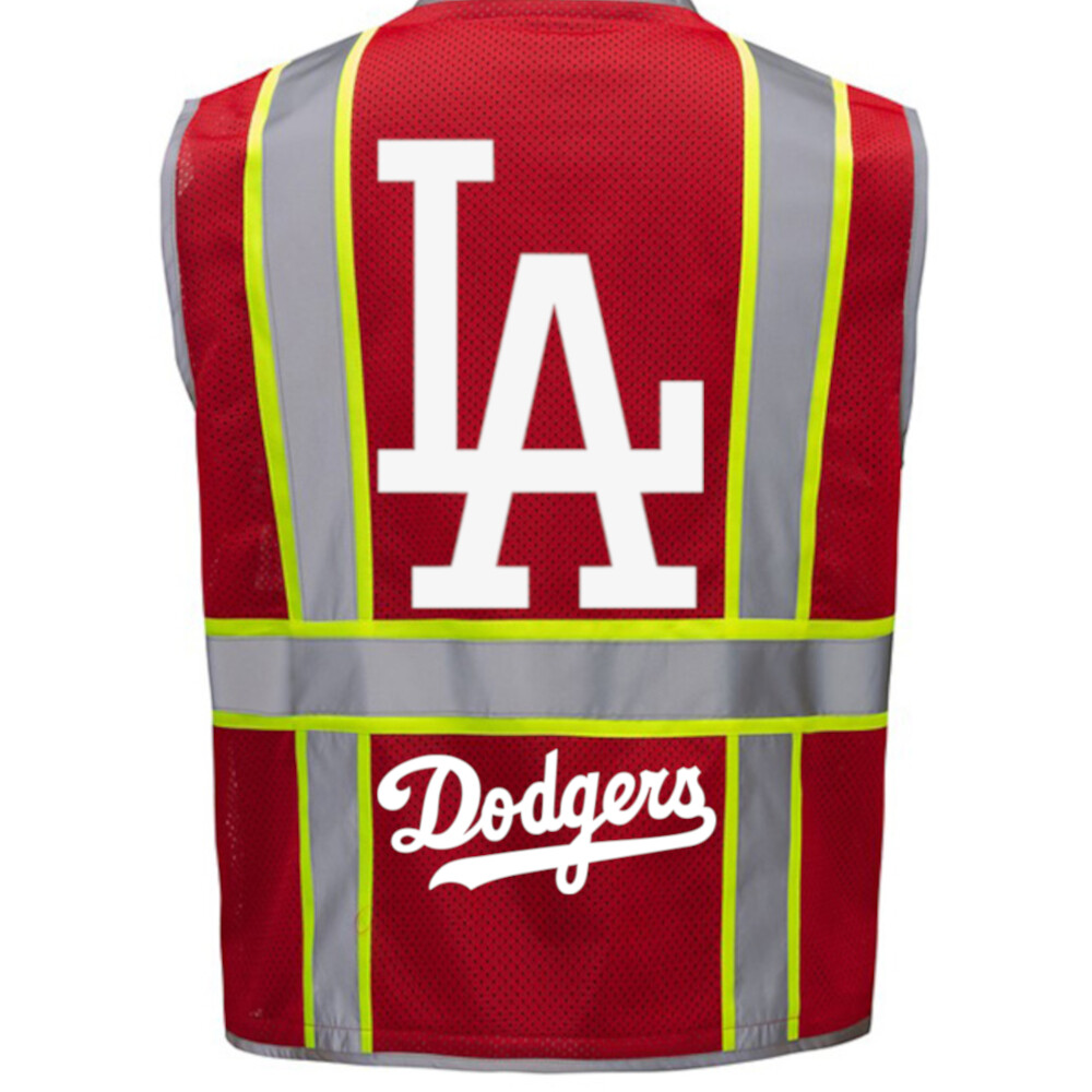 ⚾🦺LOS ANGELES DODGERS SAFETY PPE VEST W/SILVER REFLECTIVE LOGO M/L/XL/2XL-4XL