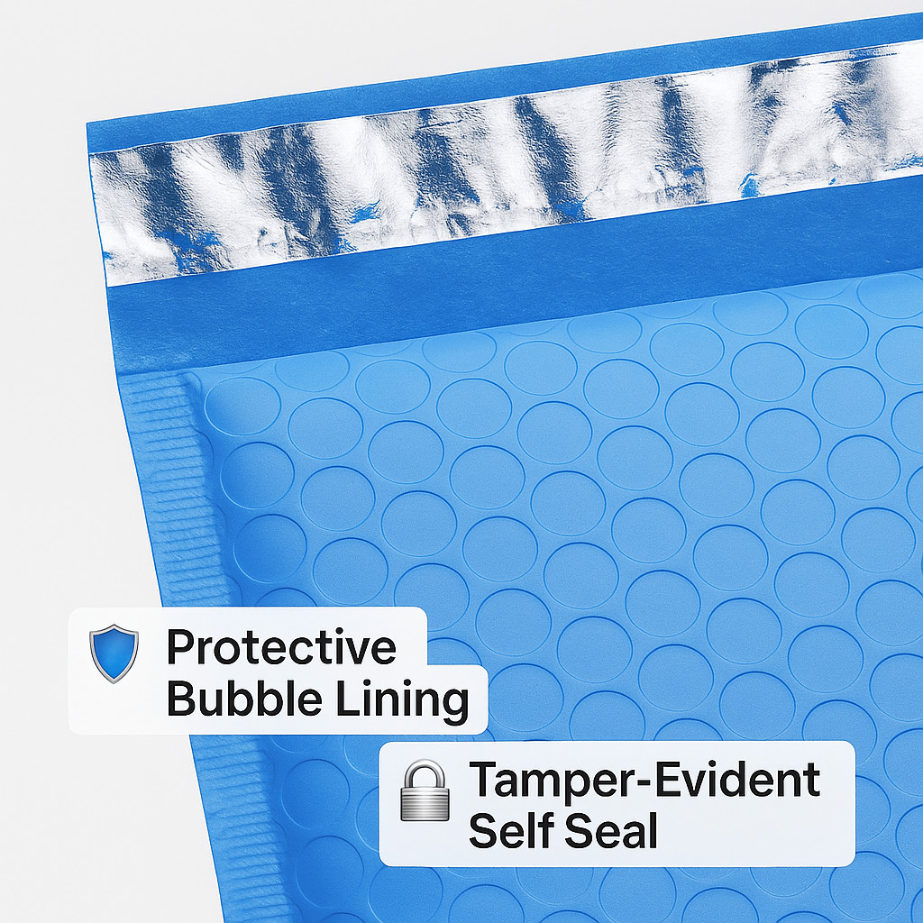 4×8 Bubble Mailers Poly Padded Envelopes Self Seal Shipping Pack Blue