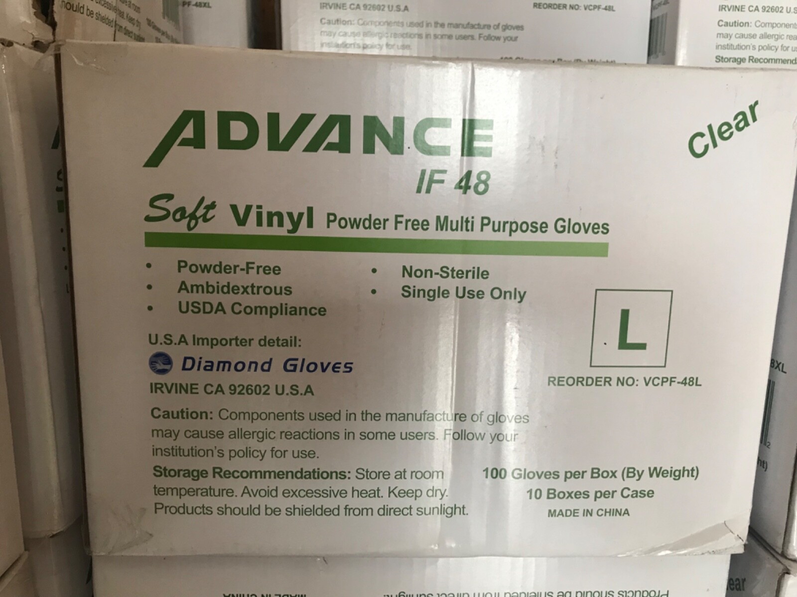 Vinyl Gloves. 1000 gloves per case available in XL and Large sizes. Disposable