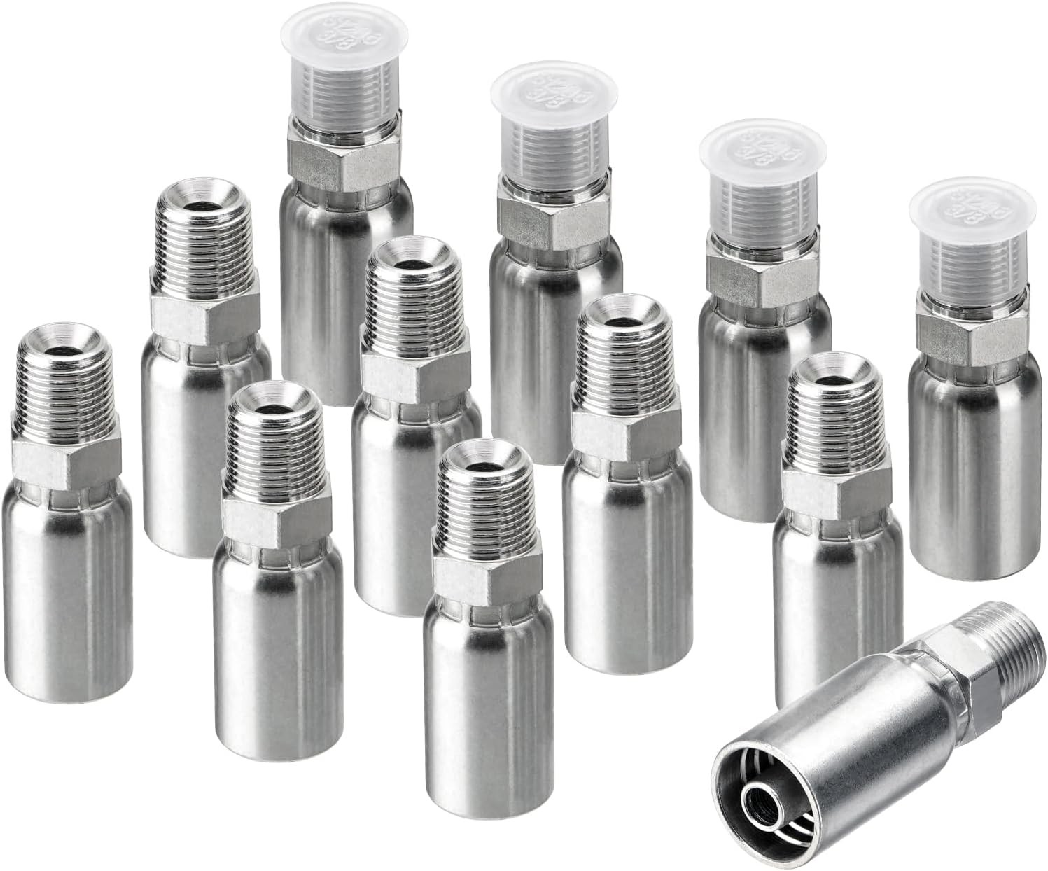 12 Pack Hydraulic Hose Fittings, 3/8″ I.D. Hose X 3/8″ NPTF Male with Protection