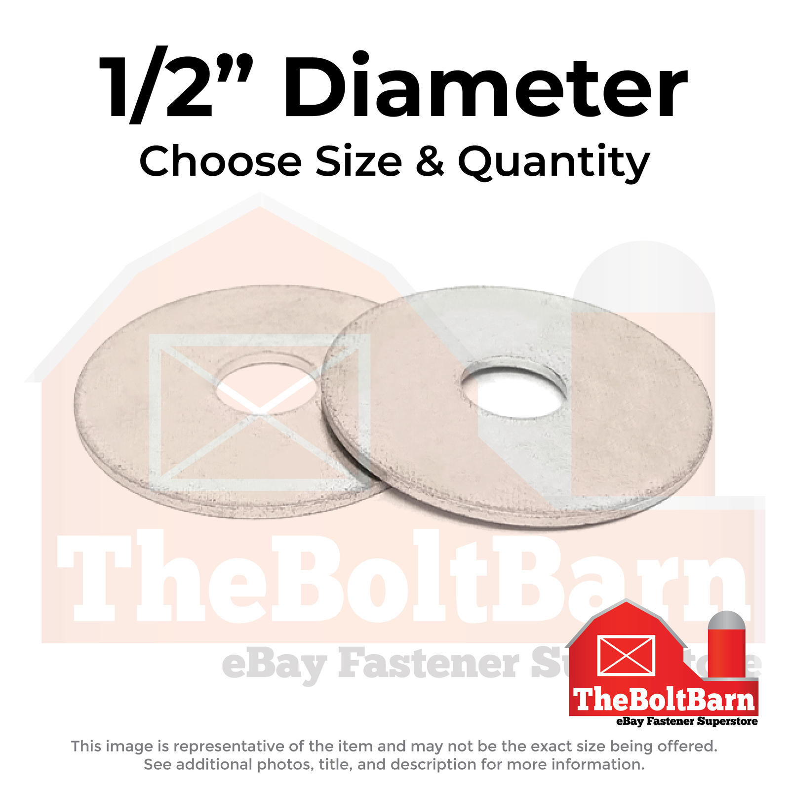 1/2″ Stainless Steel Fender Washers (Choose Size & Qty)