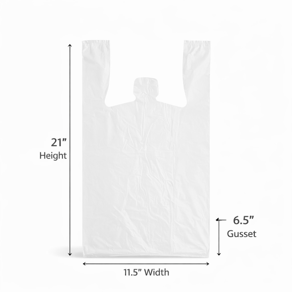 Bags 1/6 Large 21 x 6.5×11.5 .51 Mil T-Shirt Plastic Grocery Shopping Bags Clear