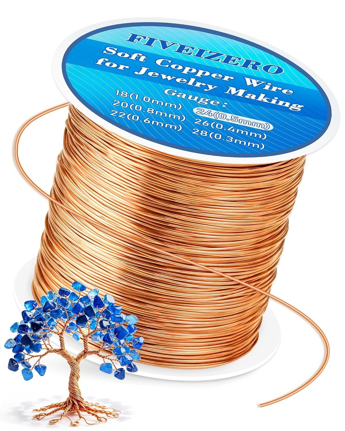 203ft 24 Gauge Copper Wire for Jewelry Making, Pure Dead Soft Bare Copper Wir…