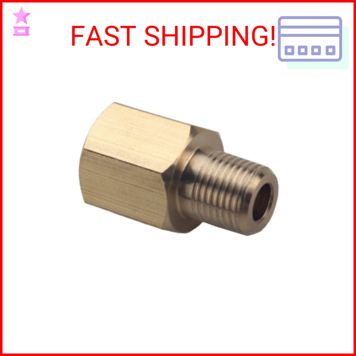 Dewhel Brass 1/8 NPT Female to 1/8 BSPT Male Gauge Sensor Sender Thread Adapter