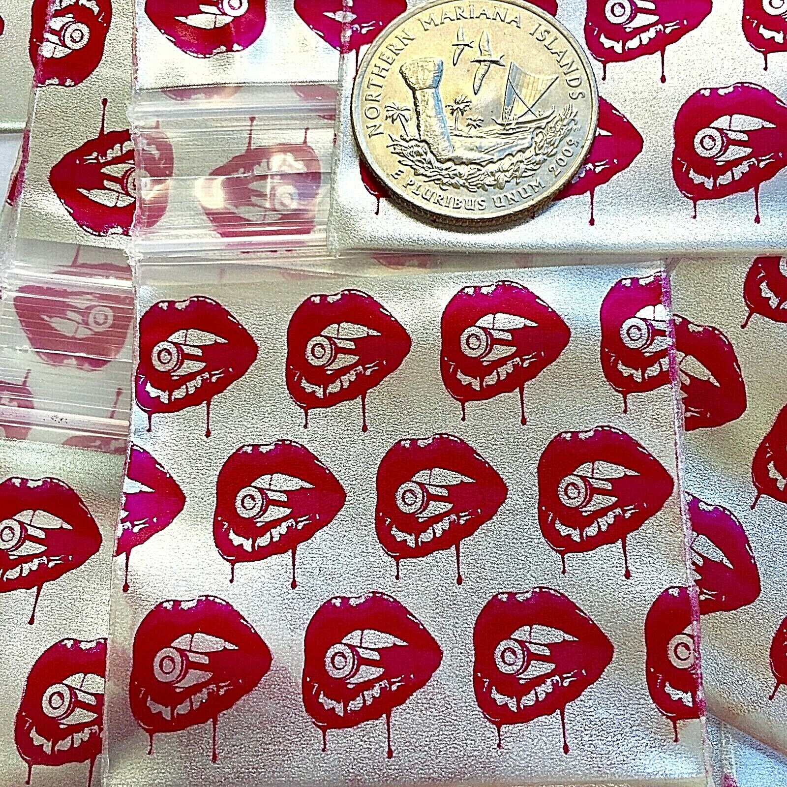 BaggiesSince1987 – 2020 Design Zip Bags 100PCS DEATH KISS ON SILVER, READ DETAIL