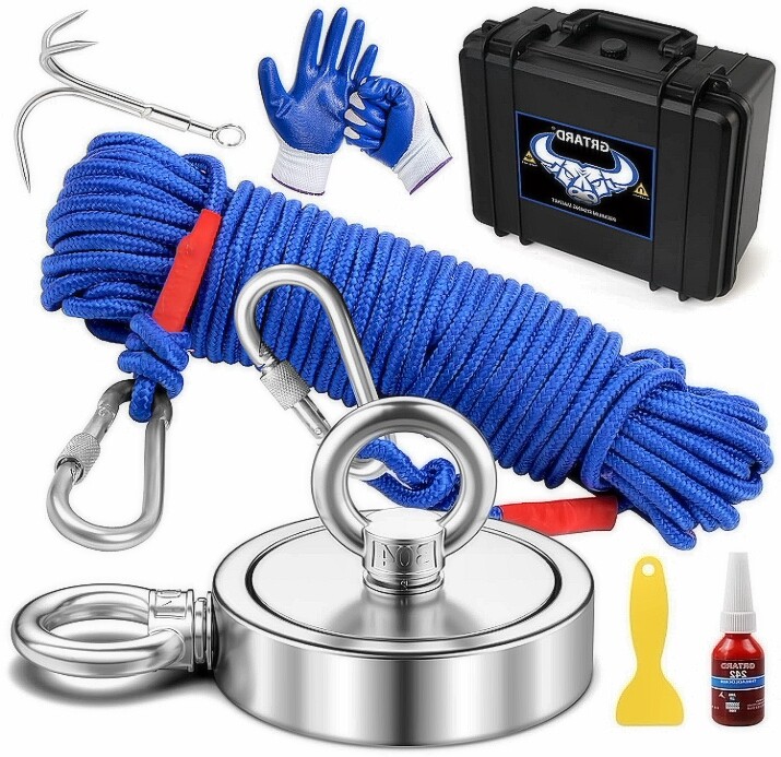 Fishing Magnets double sided kit super strong large with rope case 700-2600lbs