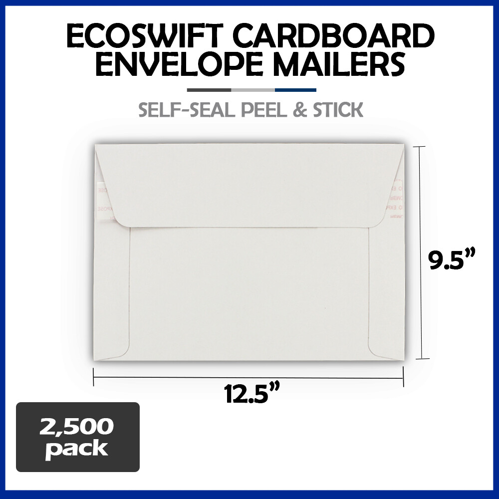 2500 – 12.5 x 9.5 “EcoSwift” Brand Self Seal Photo Cardboard Envelope Mailers