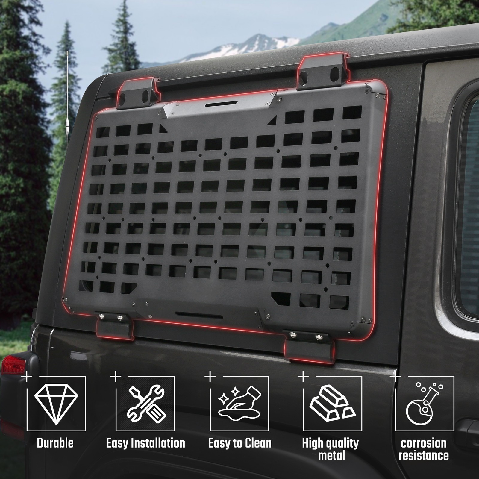 Rear Window Molle Panel Modular Storage Panel System Right Side – Passenger Side