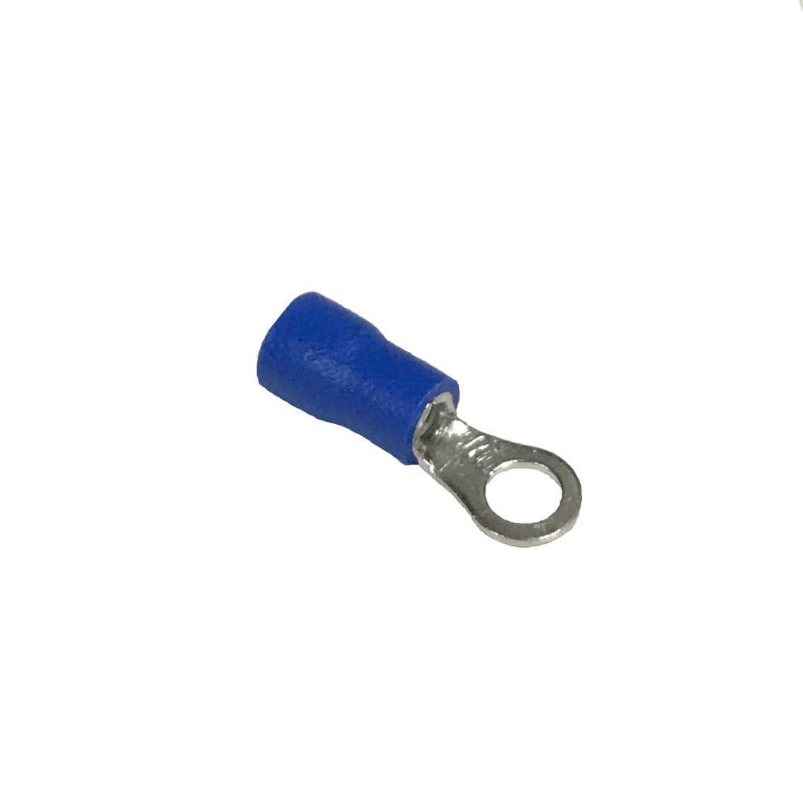 Ring Terminals, PVC Insulated, 14-16 AWG Wire, #8 Stud Size, Blue, 100 Pcs
