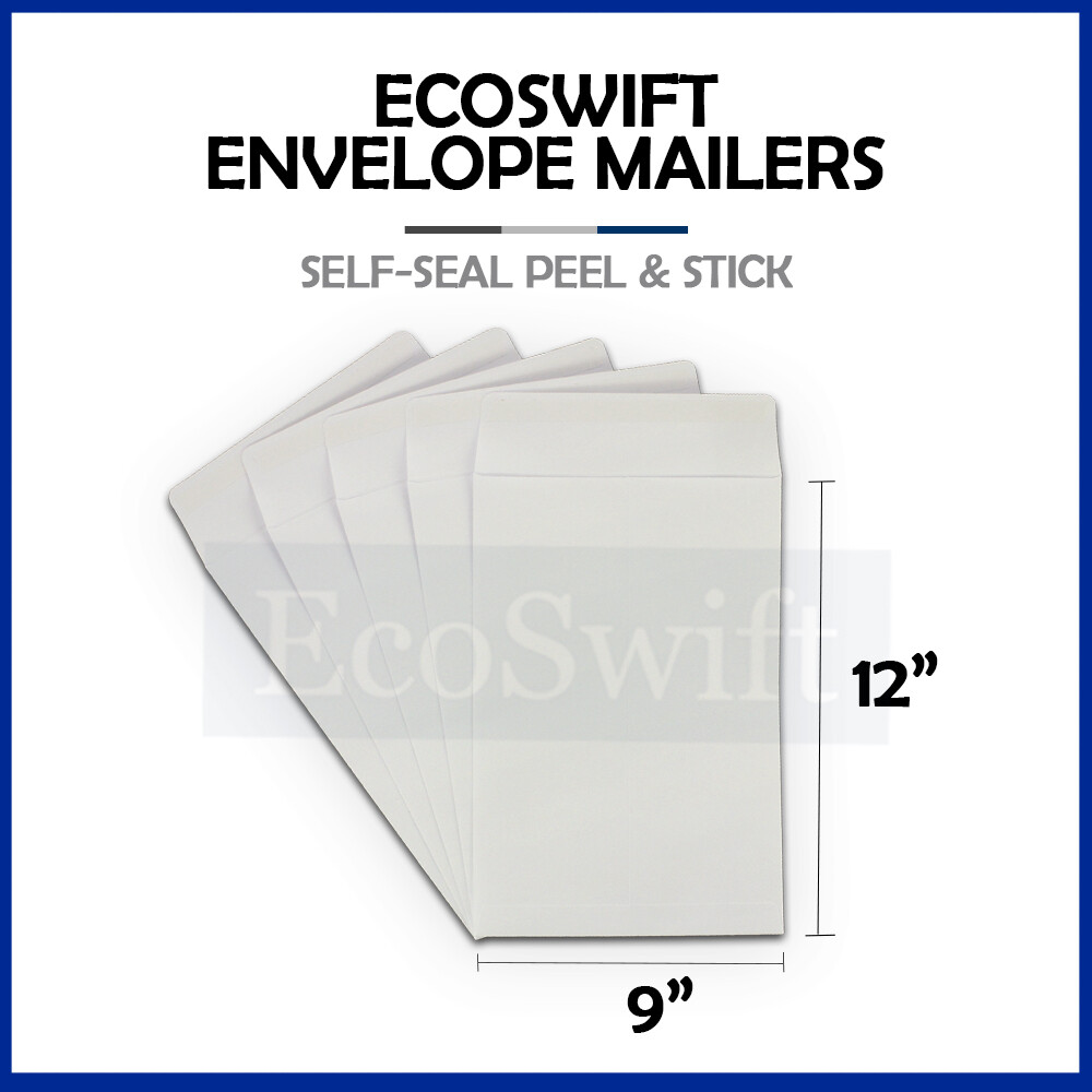 1 EcoSwift White Self-Seal Mailing Shipping Kraft Paper Envelope 28 lb. 9″ x 12″