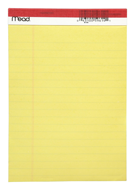 Mead 59614 Yellow 50-Sheet Ruled Legal Notepad 5 x 8 in. (Pack of 12)