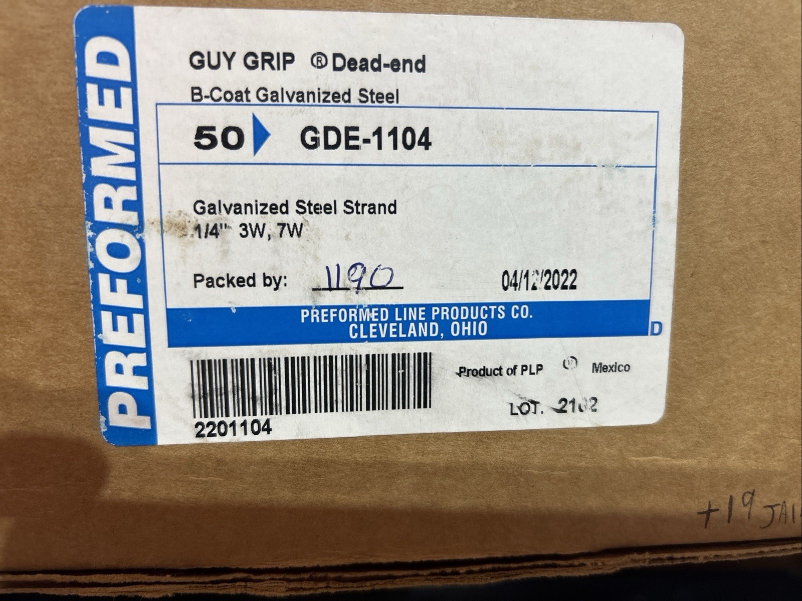 Box of 50 – Preformed Guy-Grip Dead End 26 in. GDE-1104 (6489)