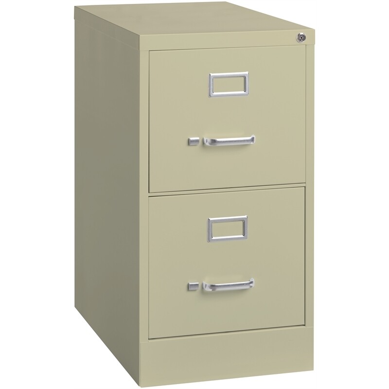 Pemberly Row 22″ 2-Drawer Metal Letter Width Vertical File Cabinet in Beige