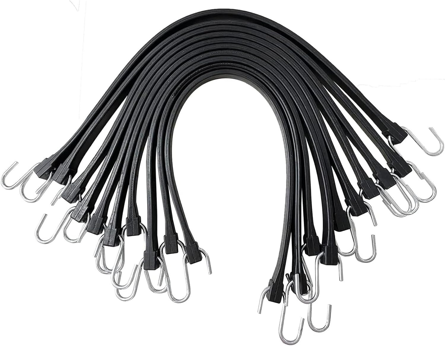15″ Rubber Bungee Cords with Hooks, Heavy Duty EPDM Bungee Cord with 150% Max St