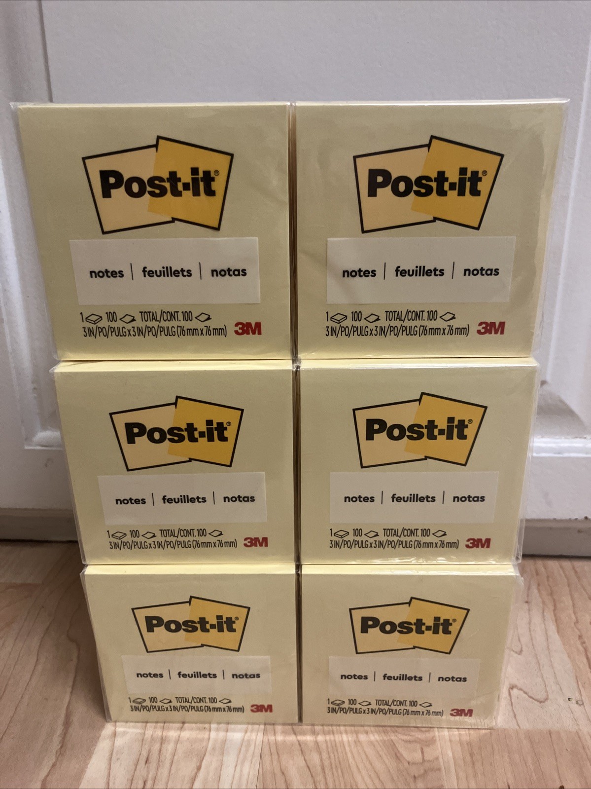 (3X) Recyclable 3×3 Canary Yellow Sticky Notes, 12 Pad Value Pack Clean Removal