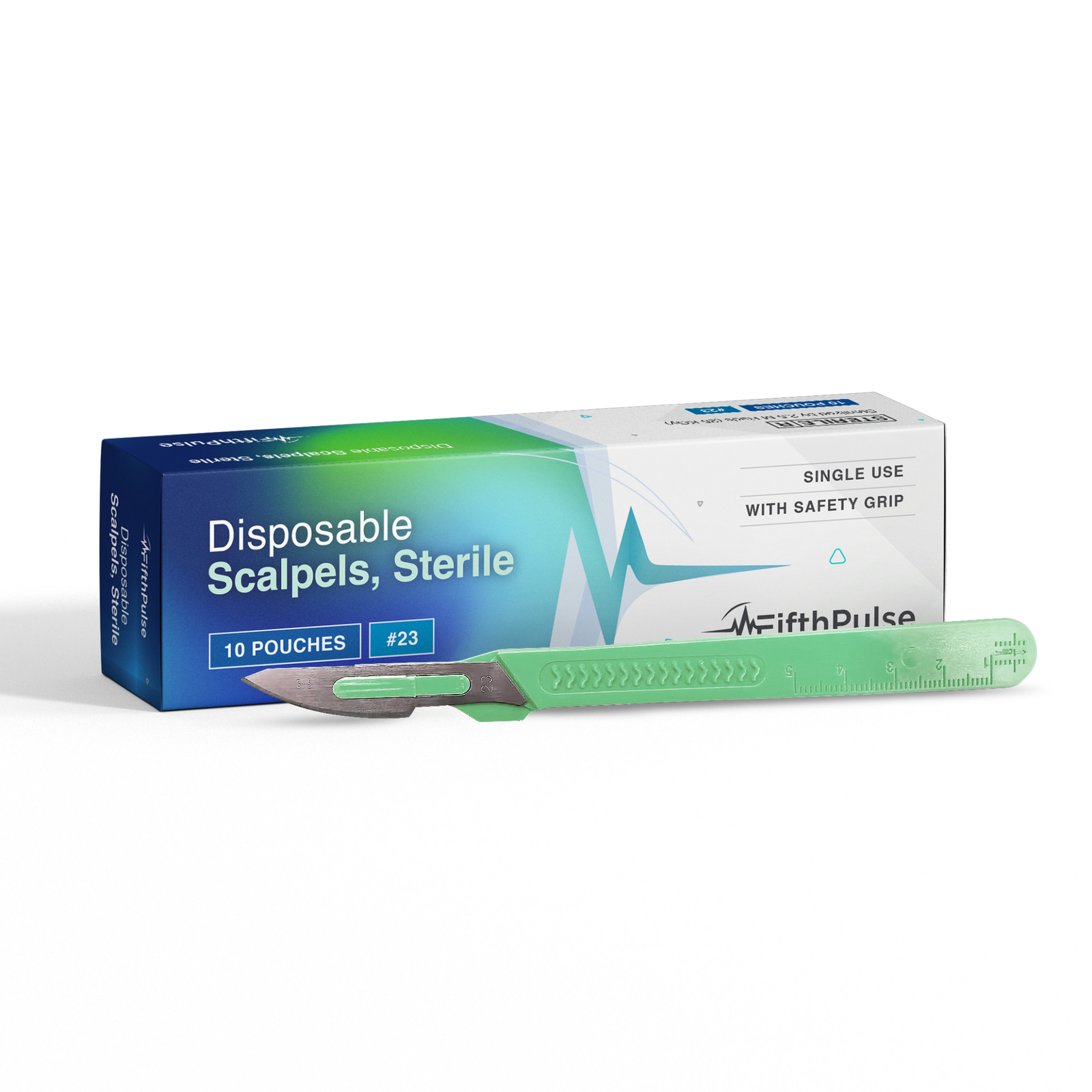 FifthPulse Sterile Disposable Scalpel, Stainless Steel #23 Blade Size – 10 Pack
