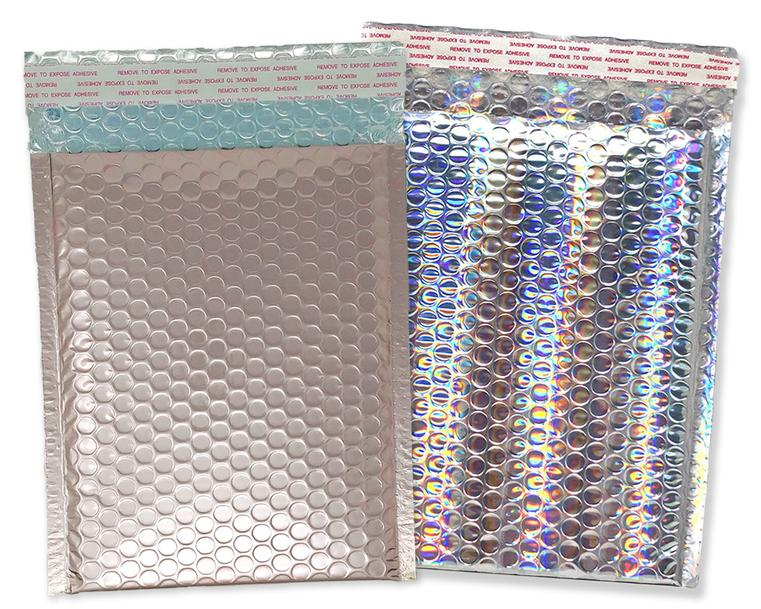 Nude Pink & Holographic Bubble Mailer 9.5×13 Metallic Foil Padded Envelopes Pack