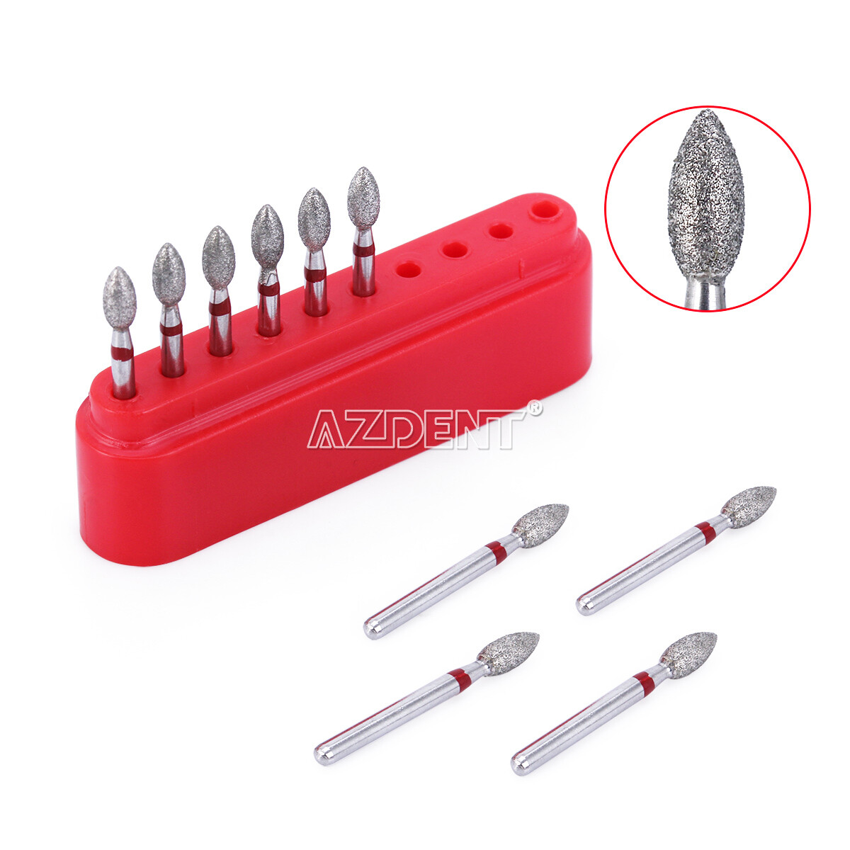 10pcs/kit Dental FG Diamond Burs Football #368-023F Fine Red AZDENT