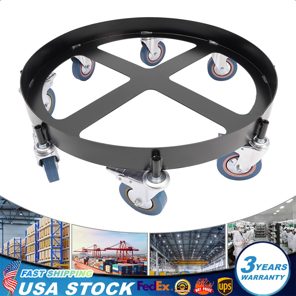 55 Gallon 907kg/2000lb Drum Dolly Barrel Dolly Carts Drum Trolley Dolly w/Wheel