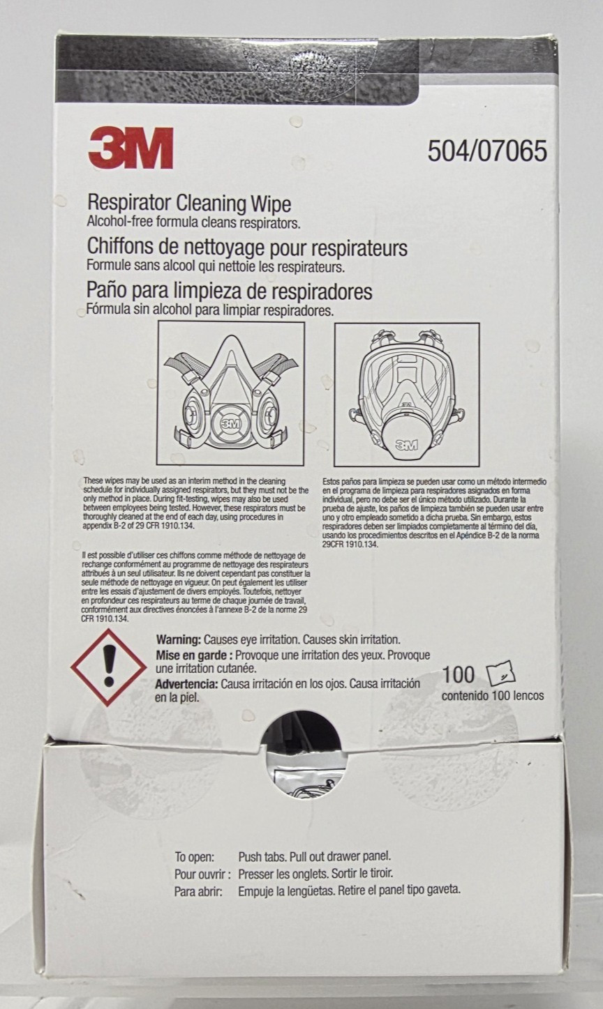 3M 504 Respirator Cleaning Wipes 100 Count Alcohol Free USA Industrial