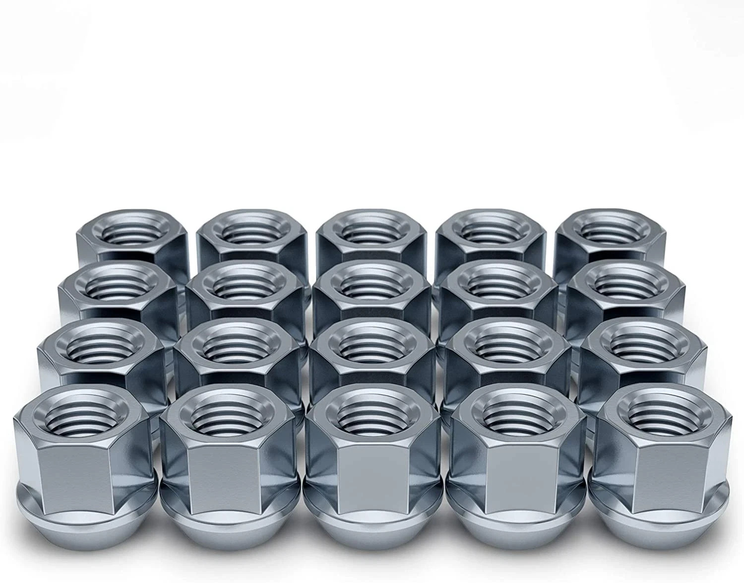 1307-1S-20AM Zinc M12X1.50 Open-End Bulge Acorn Lug Nut, 20 Pack