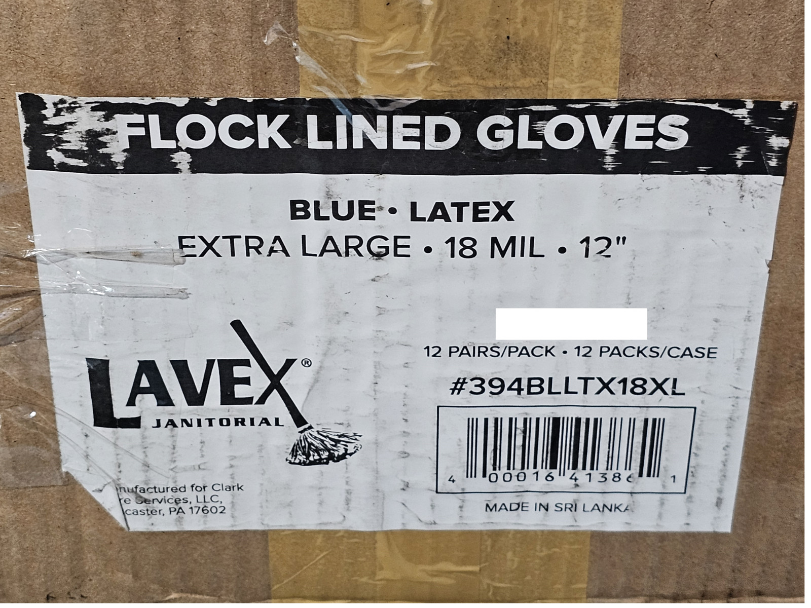 (QTY 72 PAIRS) Lavex 12″ Blue 18 Mil Latex Rubber Gloves with Flock Lining XL