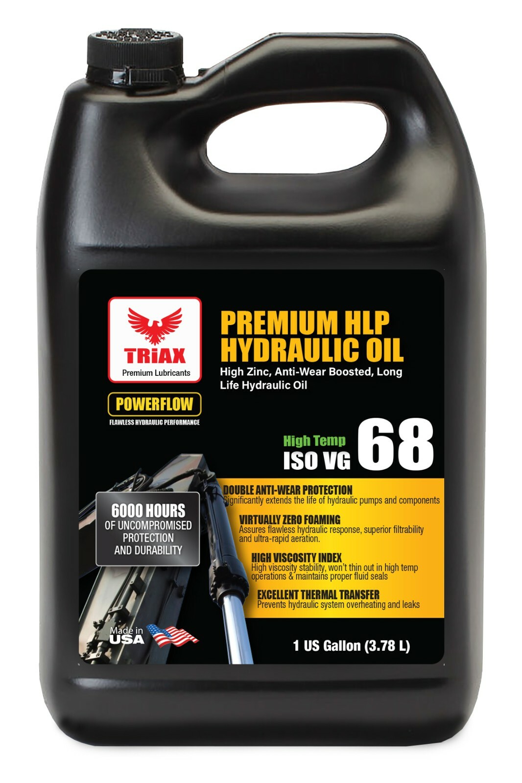 TRIAX Premium HLP Hydraulic Oil Powerflow 68, Double Anti-Wear (1 Gallon)