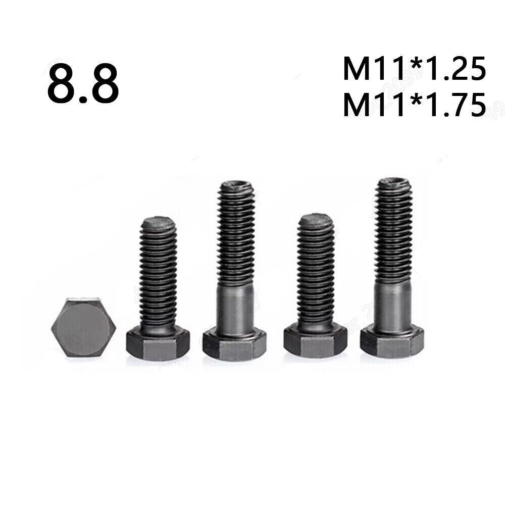 M11 Black 8.8 Steel Hexagon Head Bolts Screws Pitch 1.25/1.75