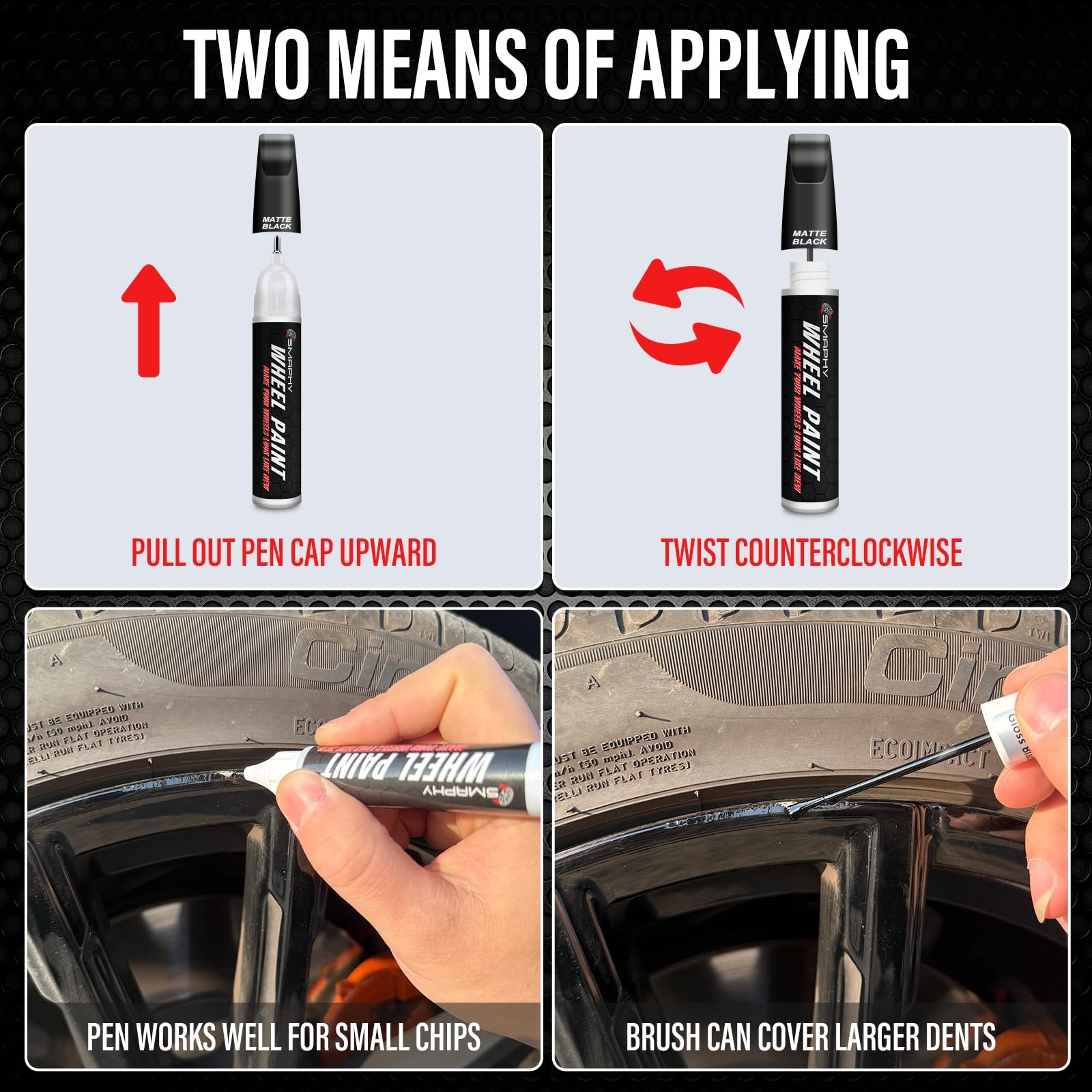 SMAPHY Wheel Scratch Repair Kit, Gloss Black Rim Touch Up Paint, Repair Curb …