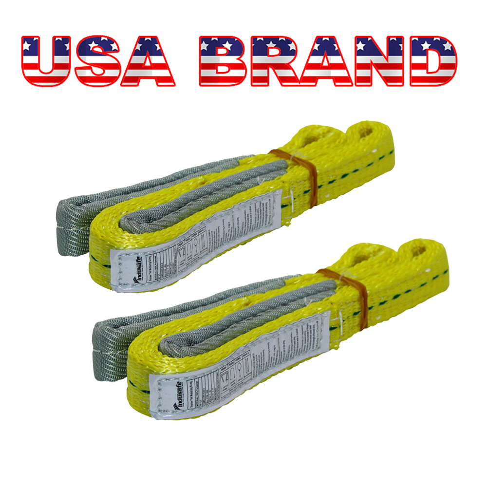 Indusafe 1″x3’Eye-Eye Web Lifting Sling Straps for Rigging Towing, Pack of 2
