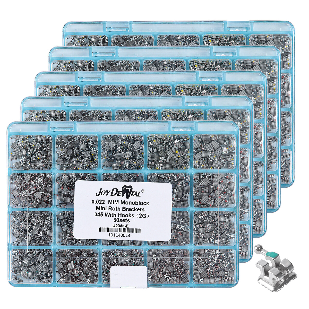AZDENT Dental Orthodontic MIM Monoblock Brackets Brace MBT/Roth Hooks Mini 345