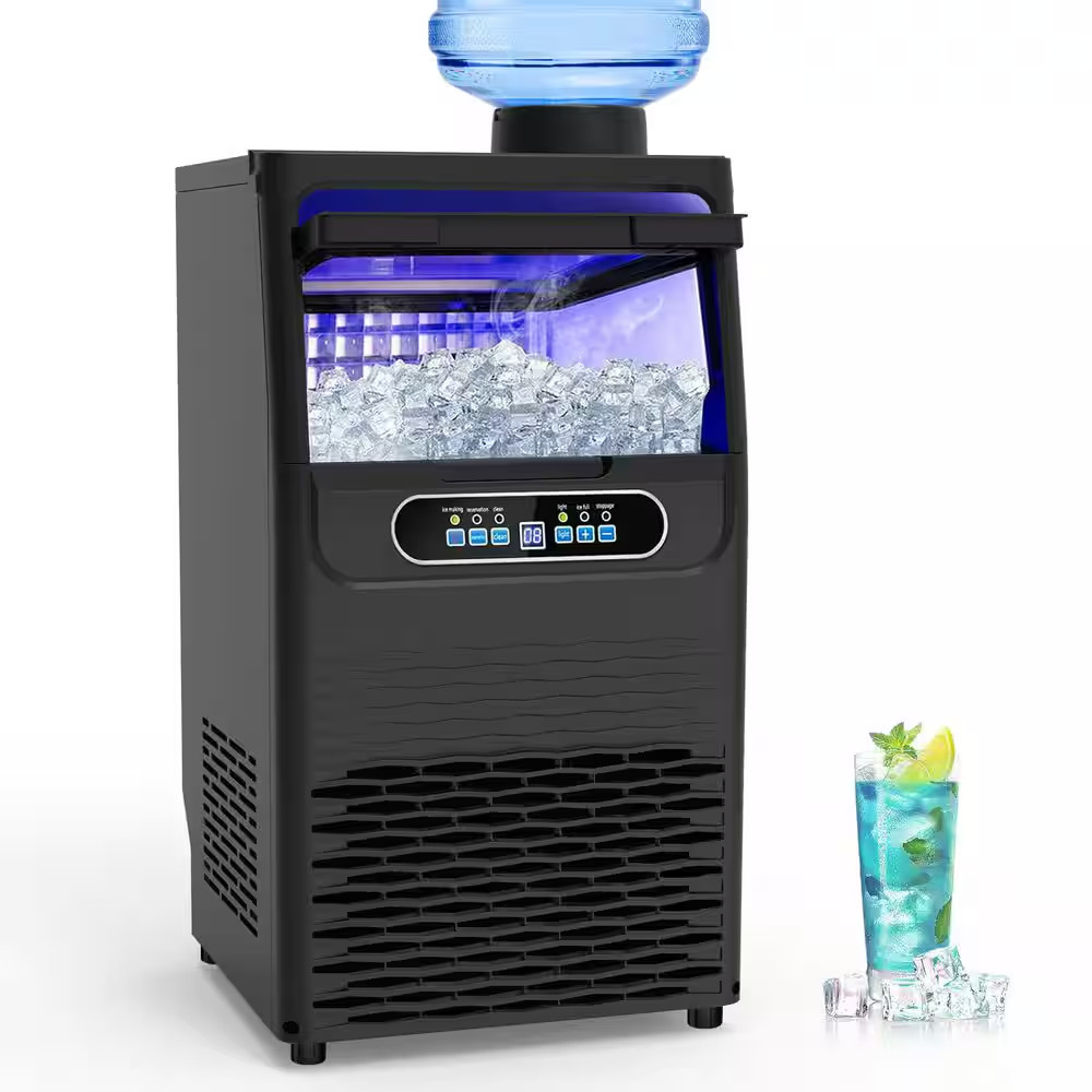 14 In. 100 Lbs./24H Built-In or Freestanding Half Size Cubes Ice Maker with 30 L