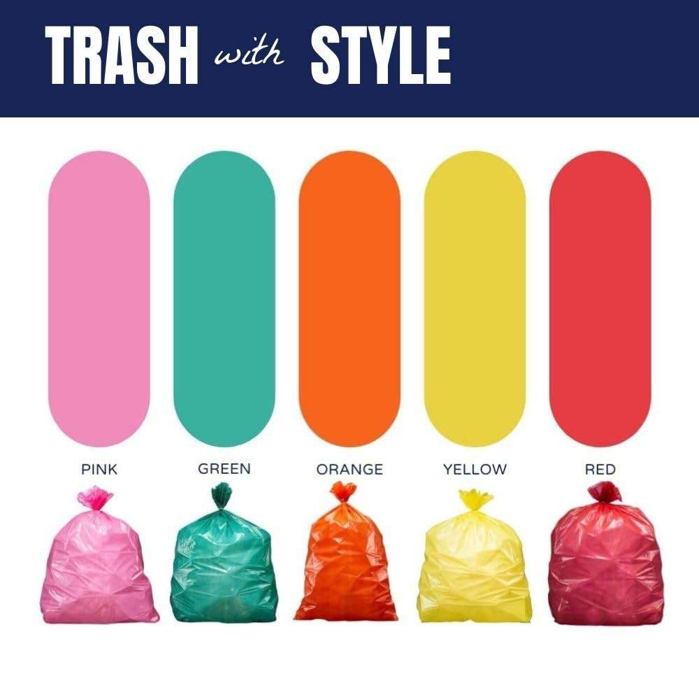 Plasticplace 12-16 Gallon Trash Bags 1.2 Mil Pink Garbage Can Liners 24 X 31
