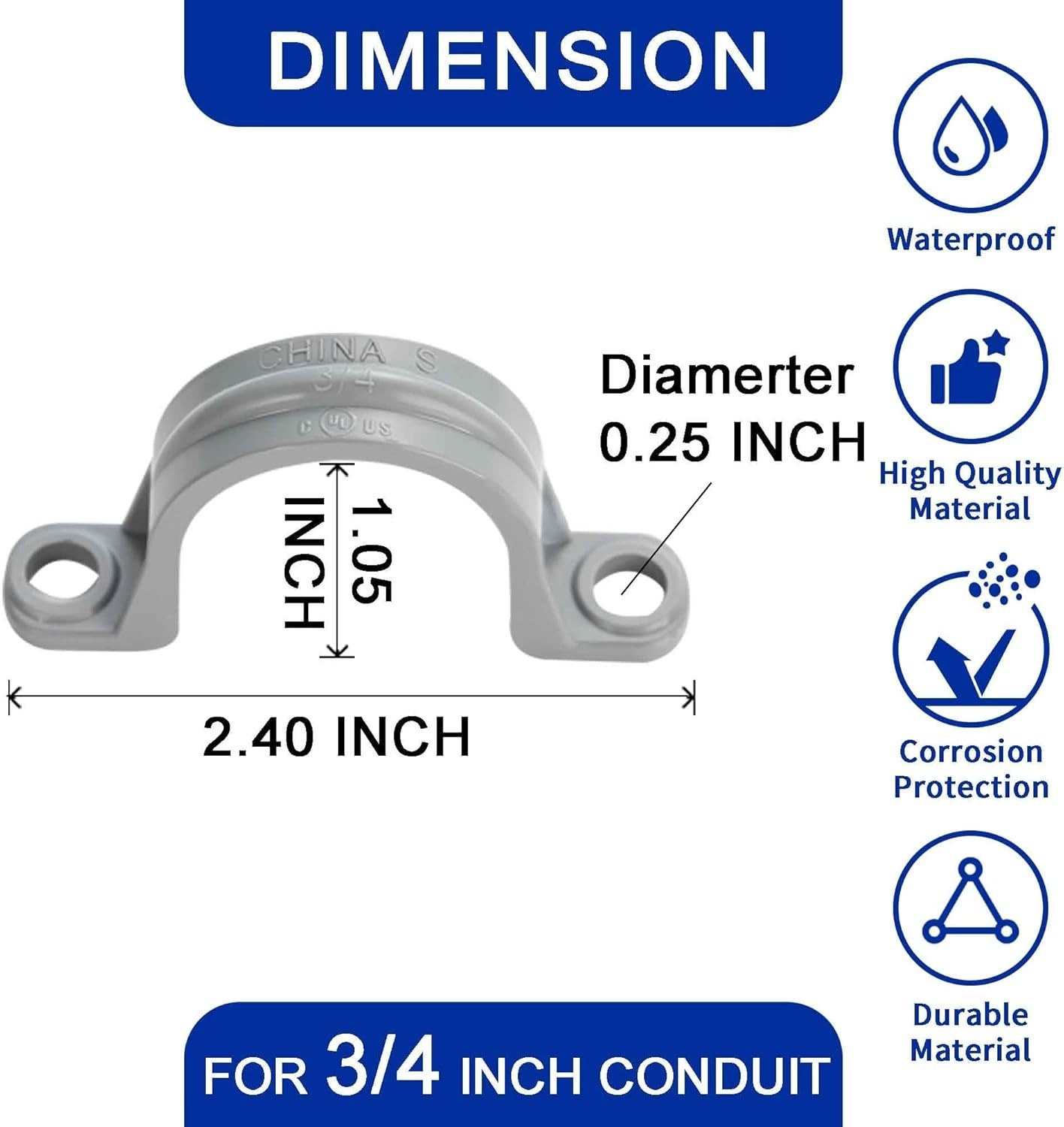 Easy-to-Install 30 Pack 3/4″ PVC Conduit Strap Fittings for All Applications