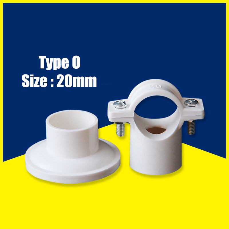 White Pvc Pipe Clamp 20/25/32/40mm Plastic Pipe Clip Tube Holder O- & Hook- Type