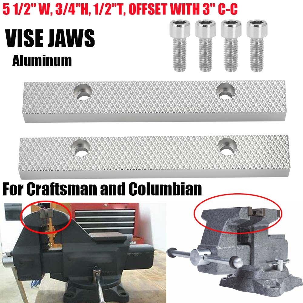 For Craftsman Columbian Vise Jaws 5 1/2″ W, 3/4″H, 1/2″T, 3″ C-C Offset Bench