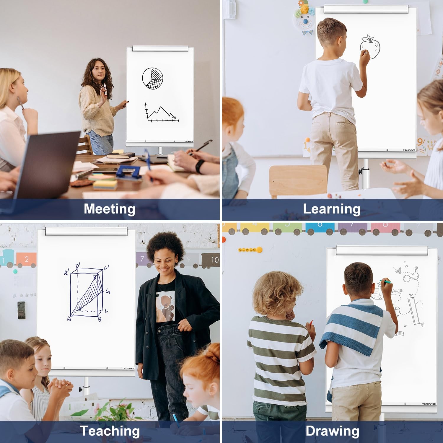 Rolling Whiteboard Standing – 40 x 26 Inches Magnetic Mobile White Board with…