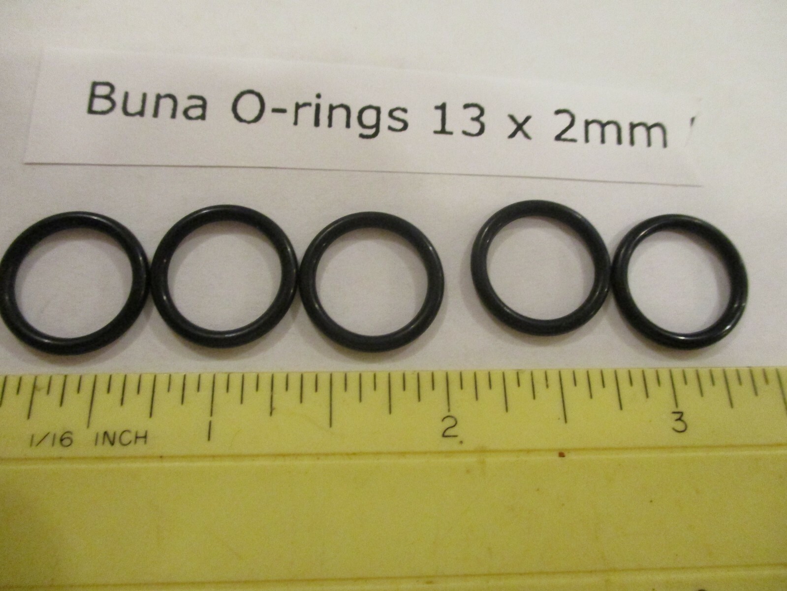 13mm ID x 17mm OD x 2mm thick O-ring. Buna-70. Quan 5.