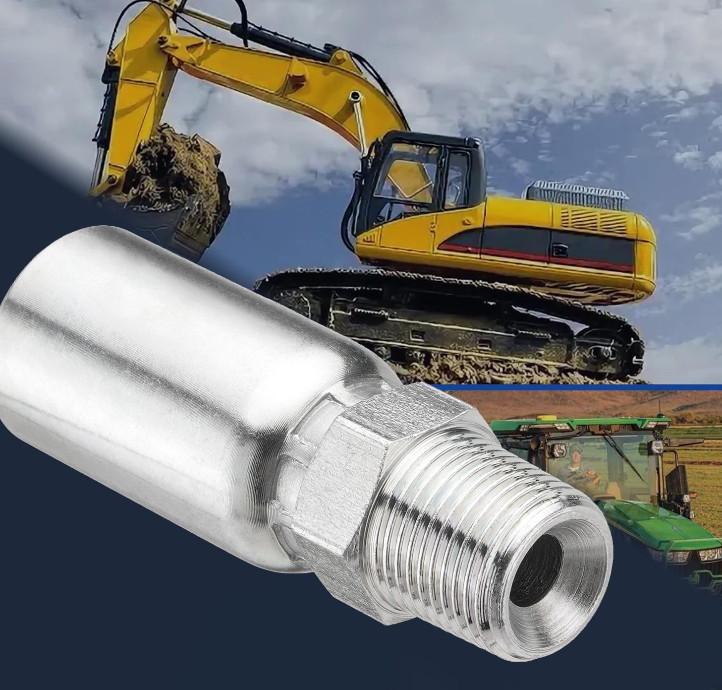3/8″ I.D. Hose x 3/8″ NPTF Male W/ Cover Hydraulic Hose End Crimp Fittings 12 x