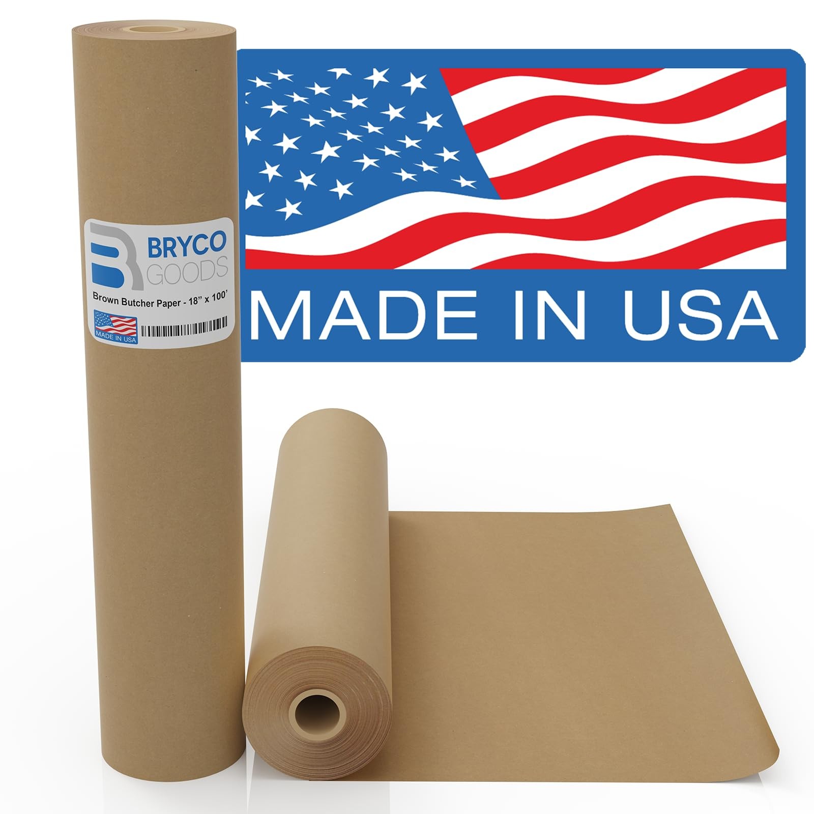 Brown Kraft Butcher Paper Roll – 18 Inch X 100 Feet – Usa Made – Food-