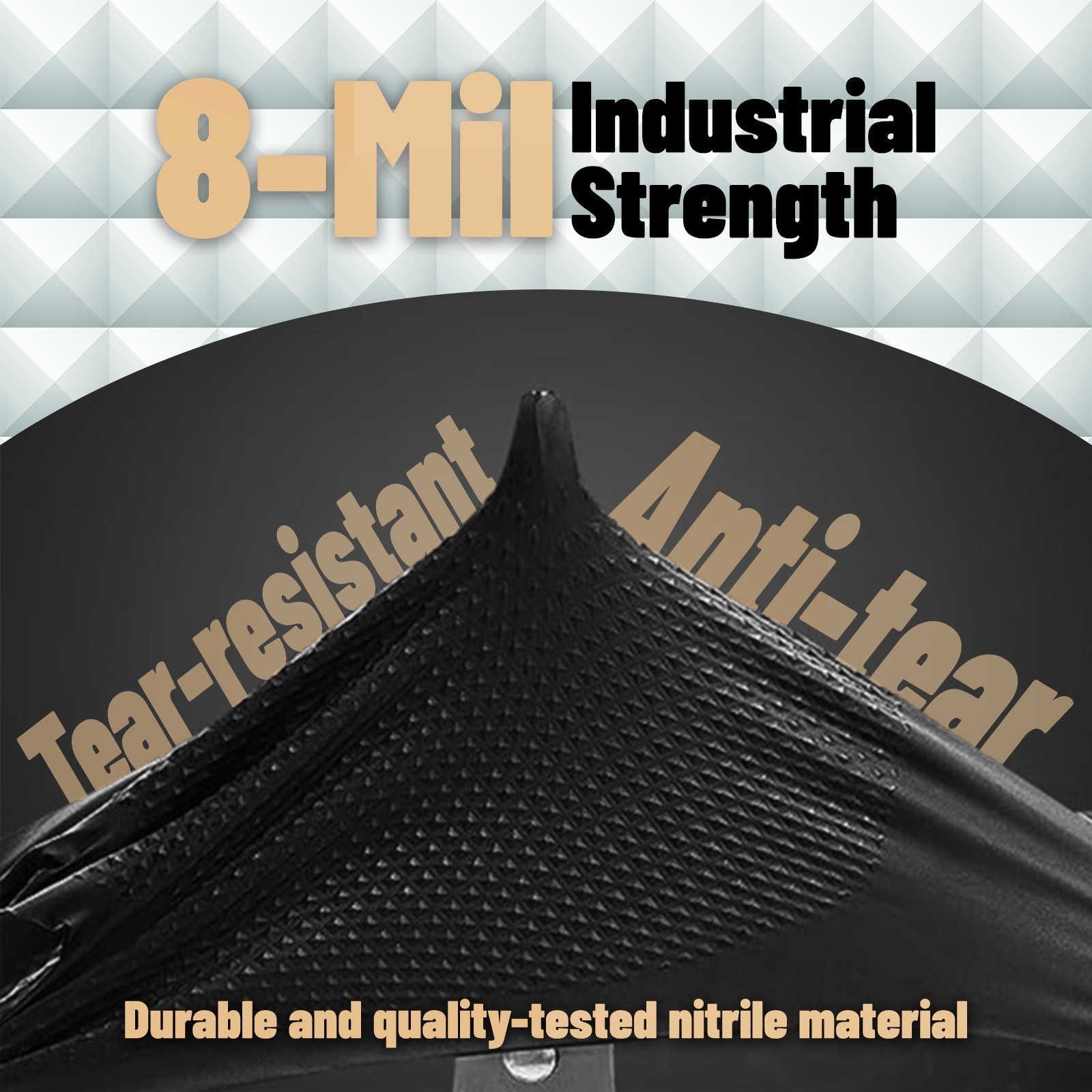 800-Count Heavy-Duty 8 Mil Black Nitrile Gloves | Textured Industrial Bulk Lot