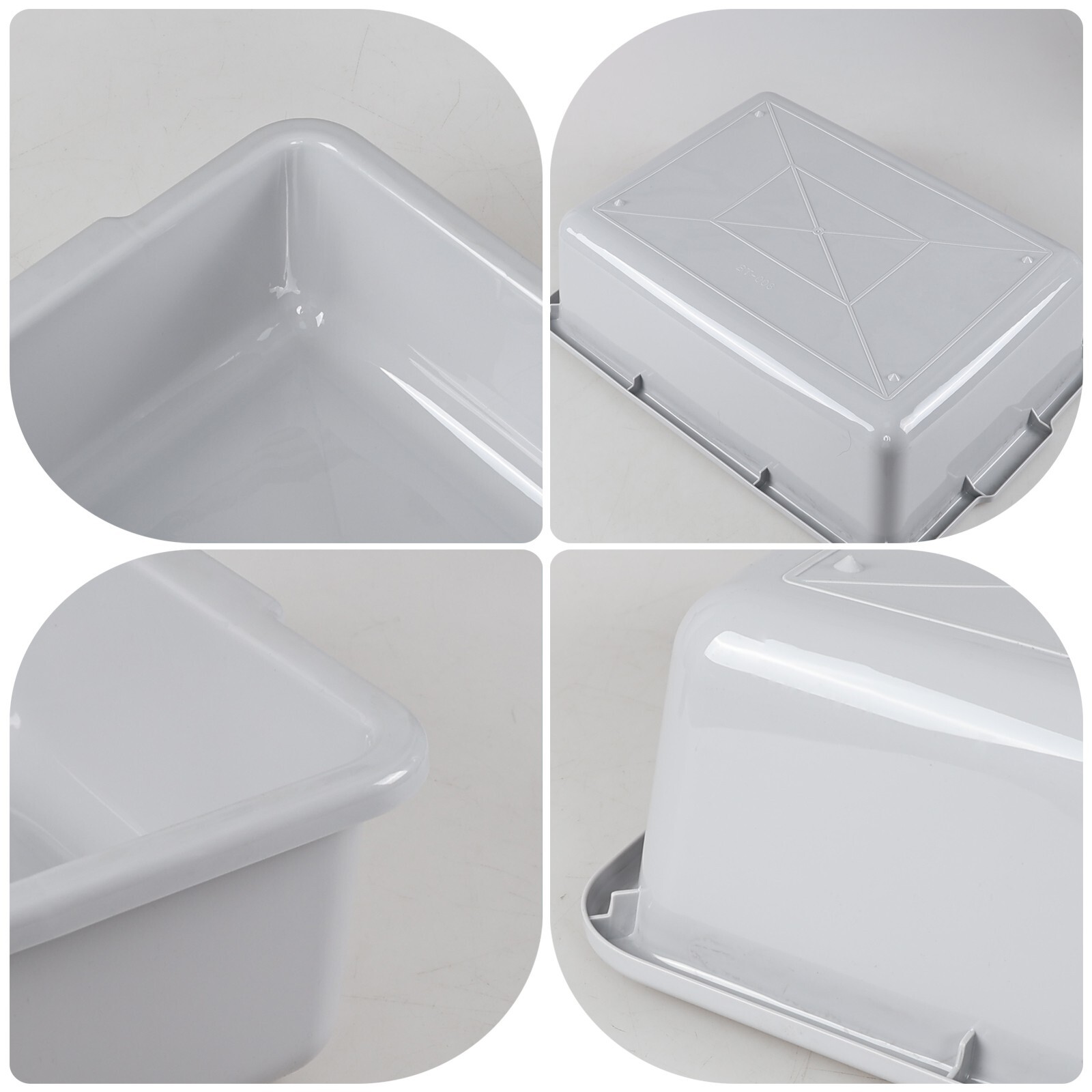 4 PACK 22 L Plastic Commercial Bus Tubs, Utility Bus Box, Gray