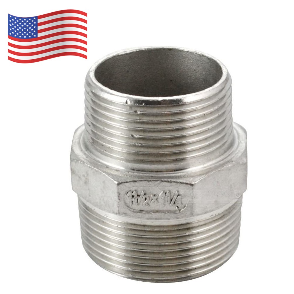 1.5″ to 1.25″ Male NPT Hex Nipple Pipe Fitting Reducer Adapter Stainless Steel