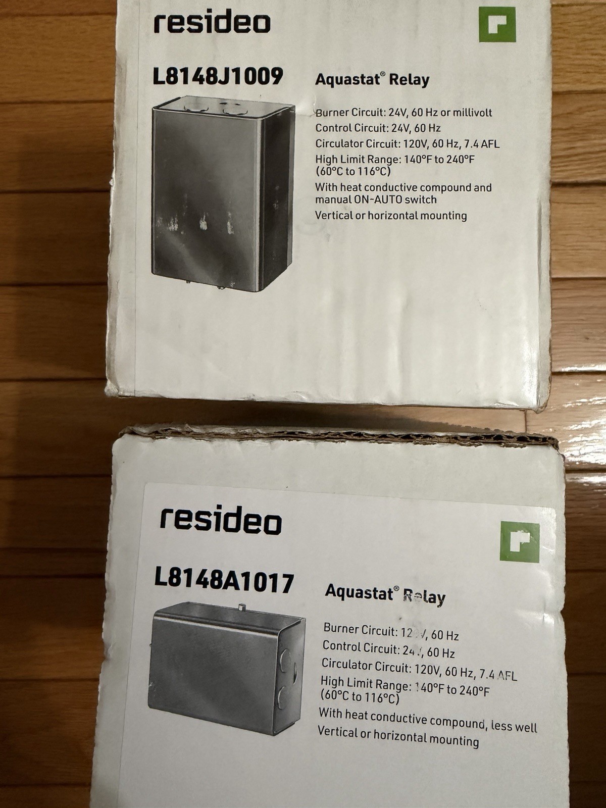 RESIDEO AQUASTAT RELAY: (1) L8148J1009 & (1) L8148A1017