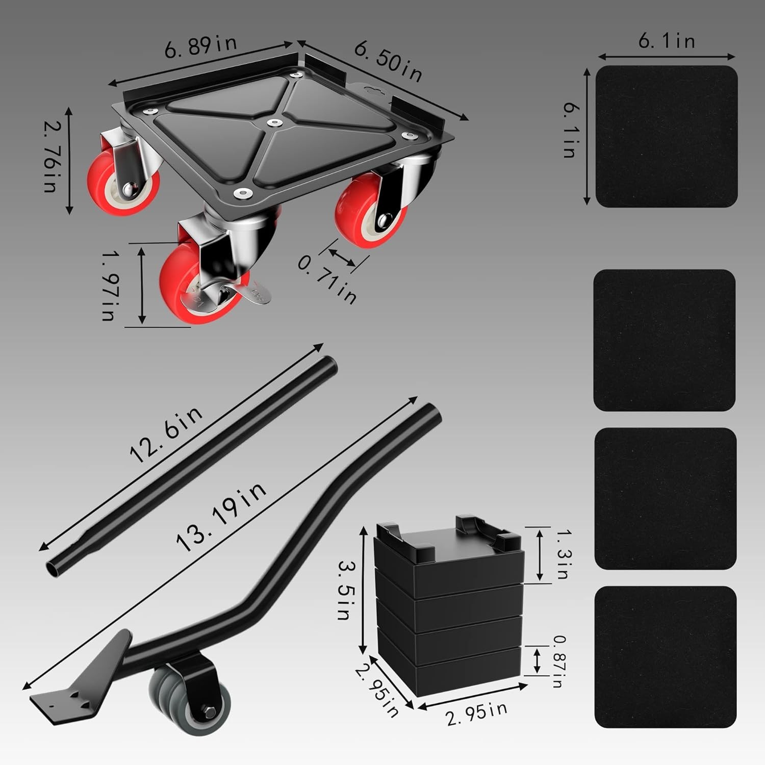 Carbon Steel Furniture Lifter – 360° Rubber Wheels