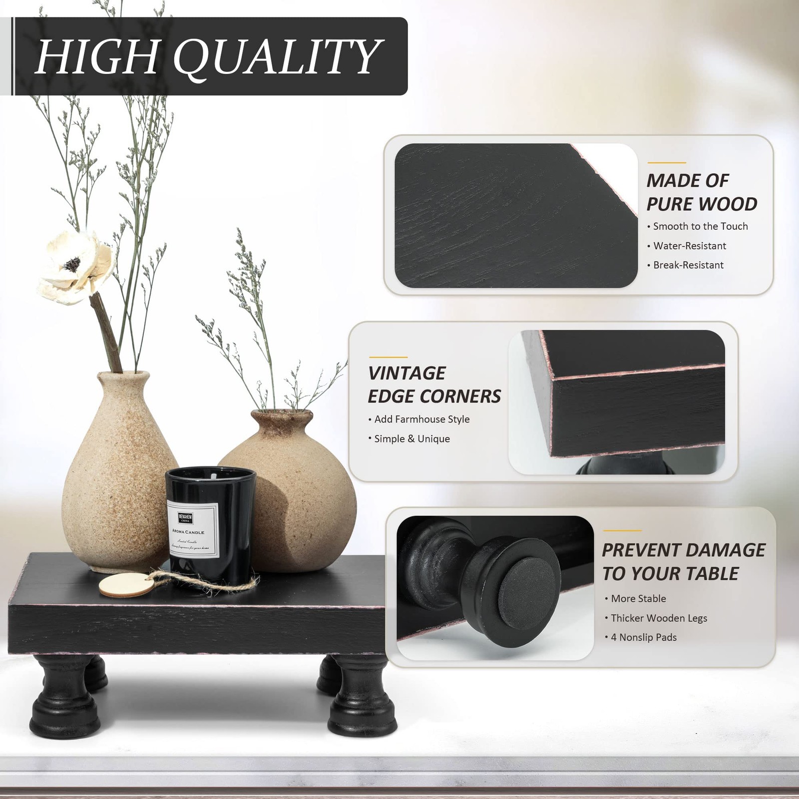 Modern Pedestal Stand For Kitchen Decor Decorative Wood Riser For Display And